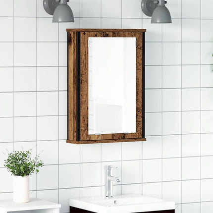 Spegelskåp för badrum åldrat trä 42x12x60 cm konstruerat trä