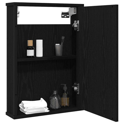Spegelskåp för badrum svart ek 42x12x60 cm konstruerat trä