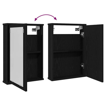 Spegelskåp för badrum svart ek 42x12x60 cm konstruerat trä