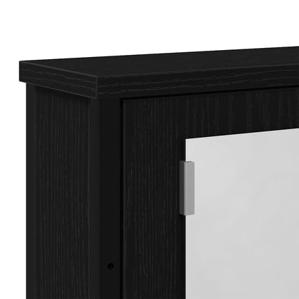 Spegelskåp för badrum svart ek 42x12x60 cm konstruerat trä