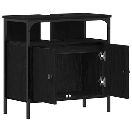 Tvättställsskåp svart ek 60x30x60 cm konstruerat trä