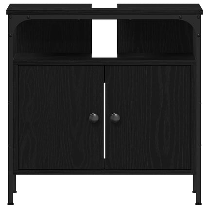 Tvättställsskåp svart ek 60x30x60 cm konstruerat trä