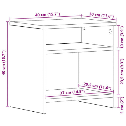 Sängbord svart ek 40x30x40 cm konstruerat trä