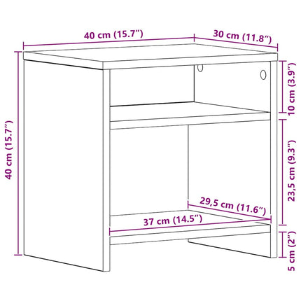 Sängbord 2 st svart ek 40x30x40 cm konstruerat trä