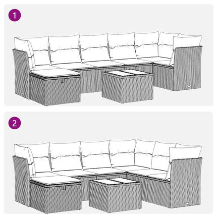 Loungegrupp för trädgården med dynor 8 delar svart konstrotting