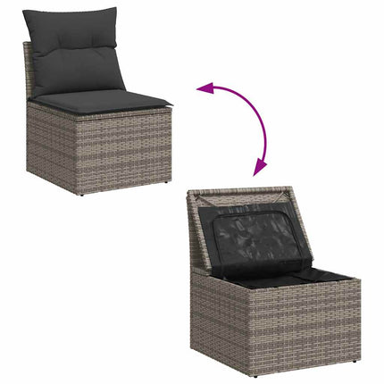 Loungegrupp för trädgården med dynor 6 delar grå konstrotting