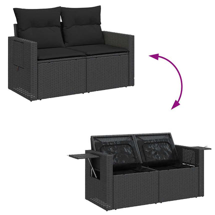 Loungegrupp med dynor 6 delar svart konstrotting