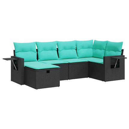 Loungegrupp med dynor 6 delar svart konstrotting