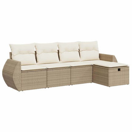 Soffgrupp för trädgården med dynor 5 delar beige konstrotting