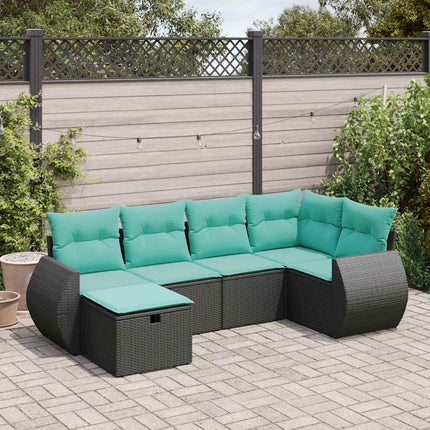 Loungegrupp med dynor 6 delar svart konstrotting