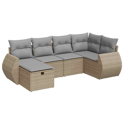 Soffgrupp för trädgården med dynor 6 delar beige konstrotting