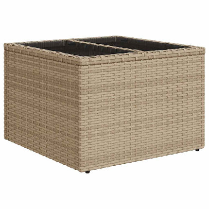 Matgrupp för trädgården med dynor 7 delar beige konstrotting