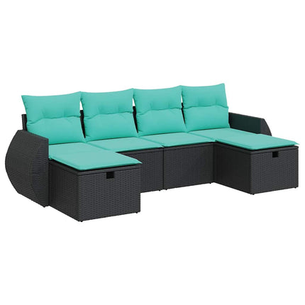 Loungegrupp med dynor 6 delar svart konstrotting