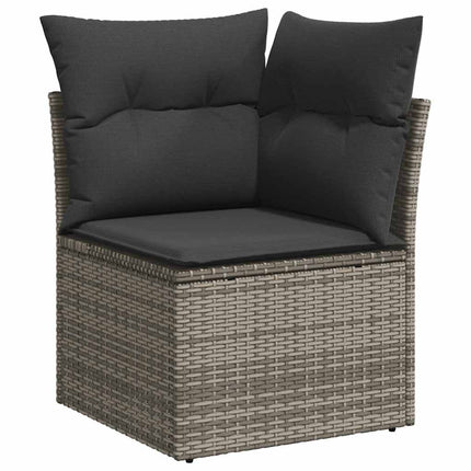 Loungegrupp för trädgården med dynor 6 delar grå konstrotting