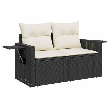Loungegrupp med dynor 6 delar svart konstrotting