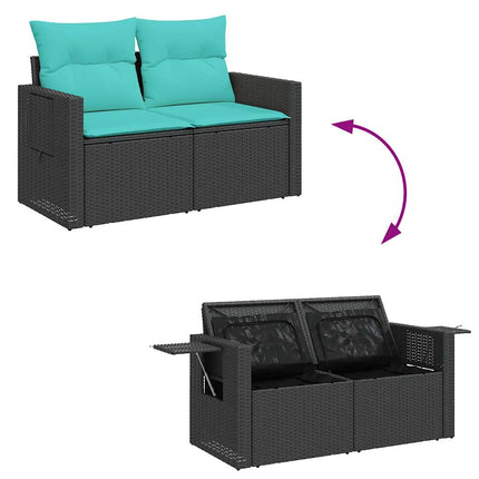 Loungegrupp med dynor 6 delar svart konstrotting