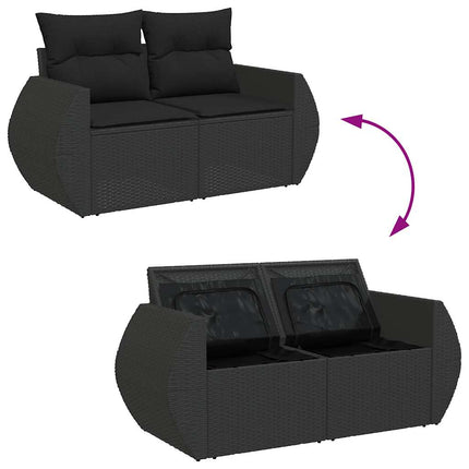 Loungegrupp med dynor 6 delar svart konstrotting