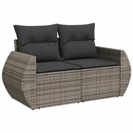 Loungegrupp för trädgården med dynor 8 delar grå konstrotting