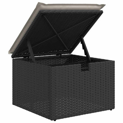 Soffgrupp för trädgården med dynor 7 delar svart konstrotting