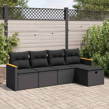 Loungegrupp för trädgården med dynor 5 delar svart konstrotting