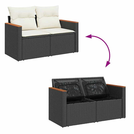 Loungegrupp för trädgården med dynor 5 delar svart konstrotting