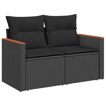Loungegrupp med dynor 6 delar svart konstrotting