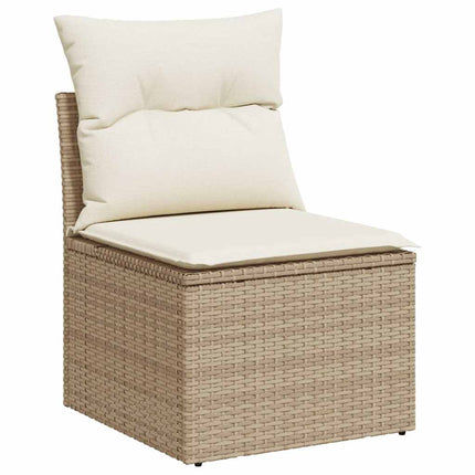 Soffgrupp för trädgård med dynor 4 delar beige konstrotting