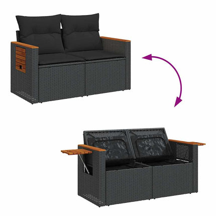 Loungegrupp för trädgården med dynor 5 delar svart konstrotting