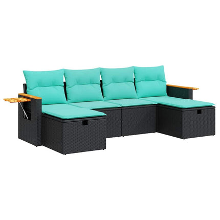 Loungegrupp med dynor 6 delar svart konstrotting