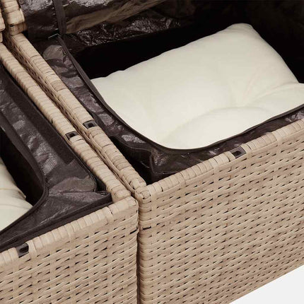 Soffgrupp för trädgård med dynor 4 delar beige konstrotting