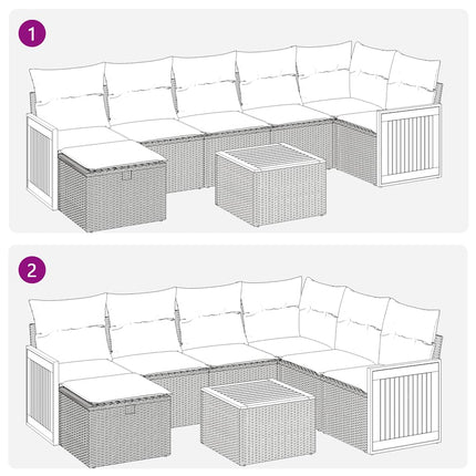 Loungegrupp för trädgården med dynor 8 delar grå konstrotting