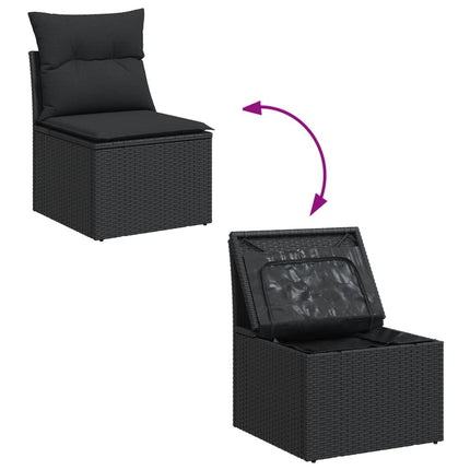 Loungegrupp med dynor 6 delar svart konstrotting