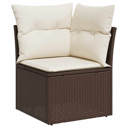 Loungegrupp för trädgården med dynor 8 delar brun konstrotting