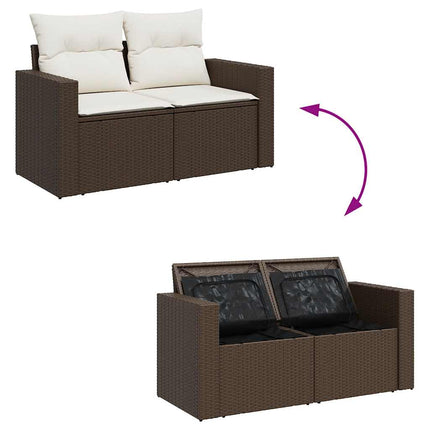 Loungegrupp för trädgården med dynor 8 delar brun konstrotting