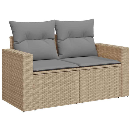 Soffgrupp för trädgården med dynor 9 delar beige konstrotting
