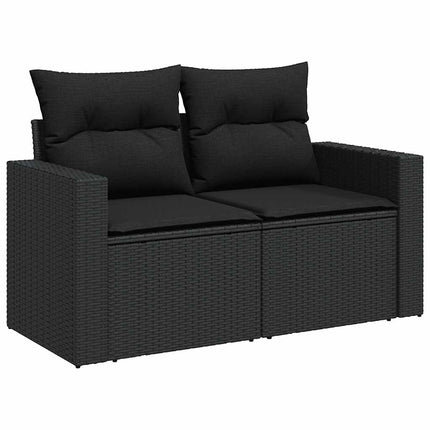 Loungegrupp med dynor 6 delar svart konstrotting