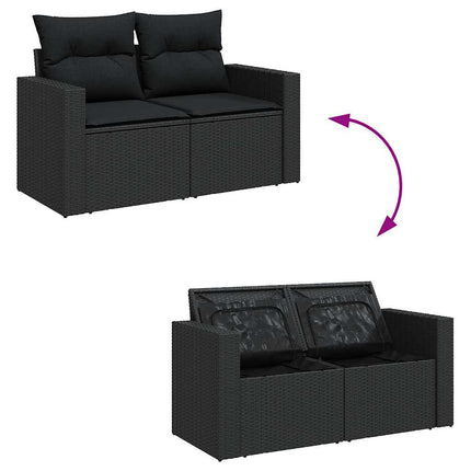 Loungegrupp med dynor 6 delar svart konstrotting