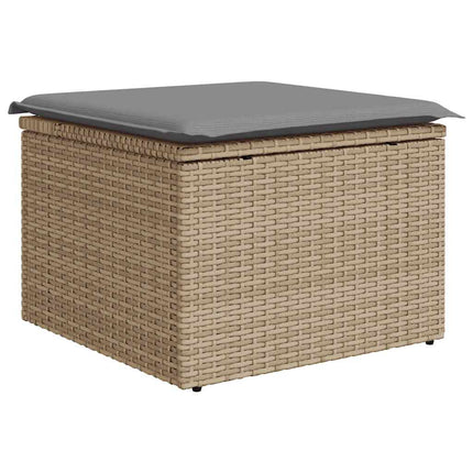 Matgrupp för trädgården med dynor 8 delar beige konstrotting