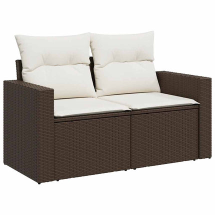 Loungegrupp för trädgården med dynor 9 delar konstrotting brun