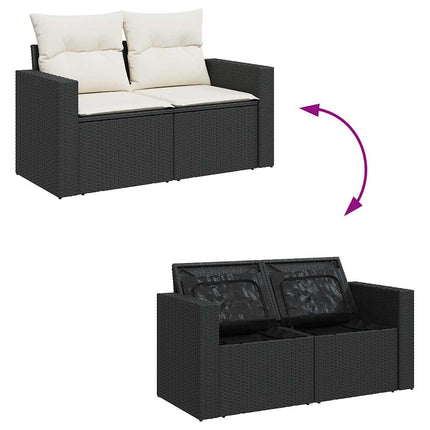 Loungegrupp 10 delar med svarta dynor konstrotting