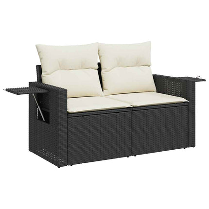Loungegrupp med dynor 6 delar svart konstrotting