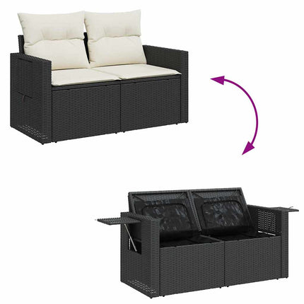 Loungegrupp för trädgården med dynor 5 delar svart konstrotting