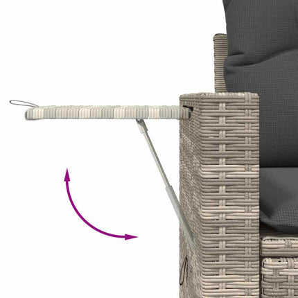 Loungegrupp för trädgården m dynor 9 delar ljusgrå konstrotting