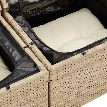 Soffgrupp för trädgården med dynor 6 delar beige konstrotting