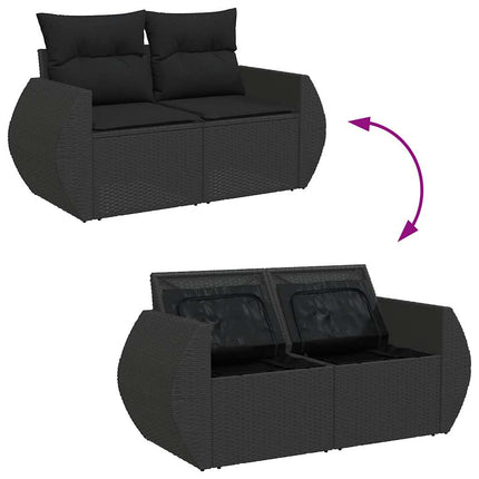 Loungegrupp med dynor 6 delar svart konstrotting