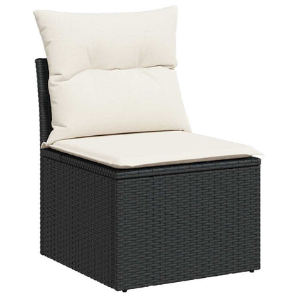 Loungegrupp med dynor 6 delar svart konstrotting