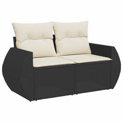 Loungegrupp med dynor 6 delar svart konstrotting