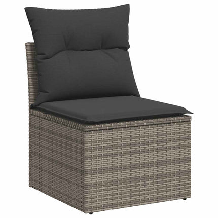 Loungegrupp för trädgården med dynor 5 delar konstrotting grå