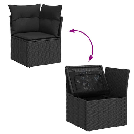 Loungegrupp för trädgården m. dynor 11 delar konstrotting svart