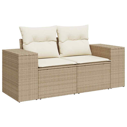 Soffgrupp för trädgården med dynor 9 delar beige konstrotting